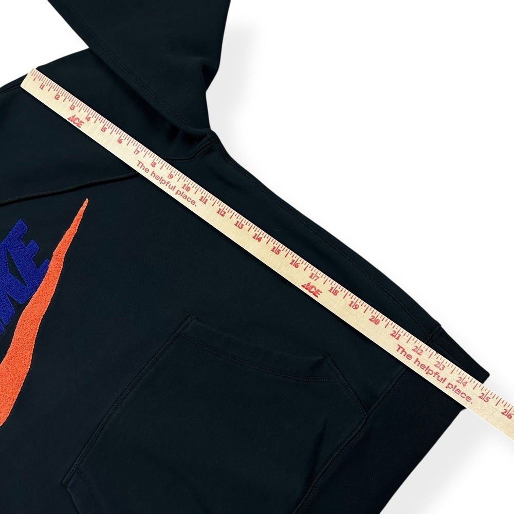 Nike Men's Club Fleece Pullover Hoodie Black Orange Size Medium Fuzzy Spell Out - Picture 10 of 16